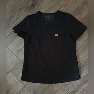 Figs Black Scrub Top